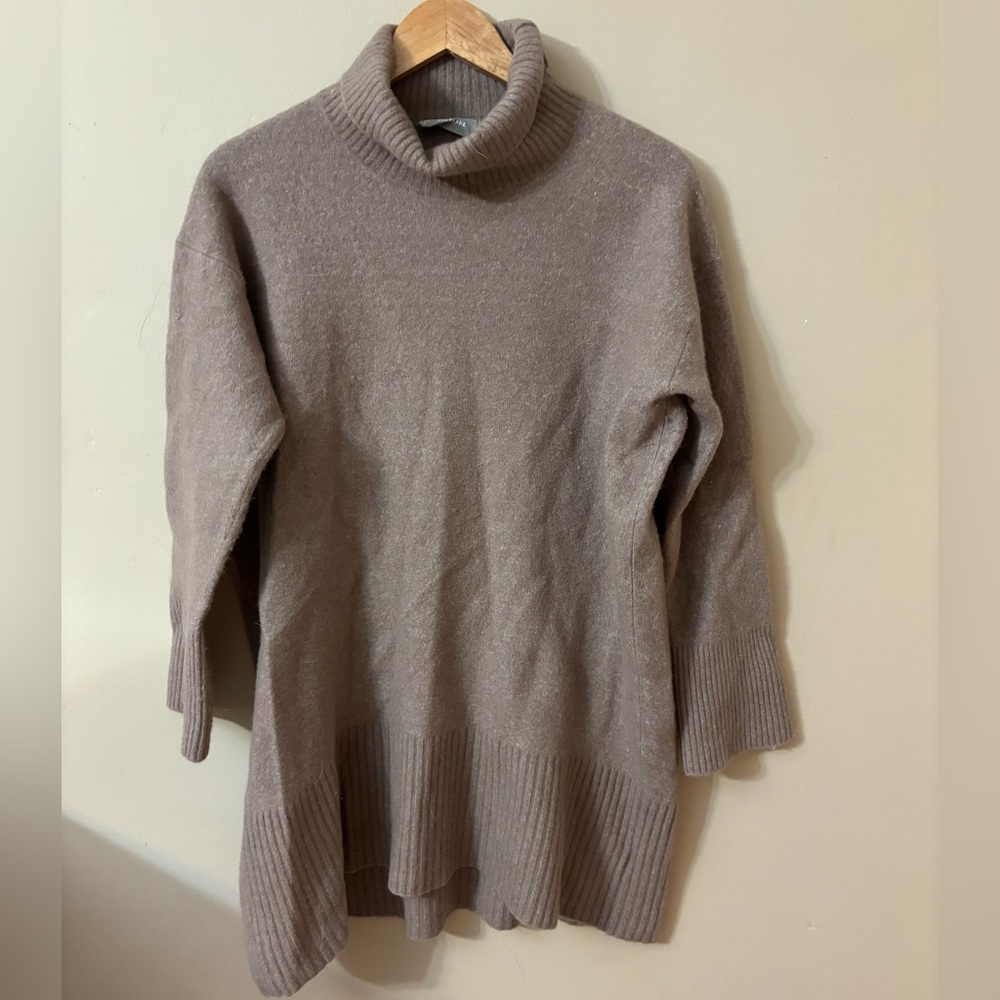 Everlane wool + yak blend turtleneck sweater dress/tunic - taupe - sz L